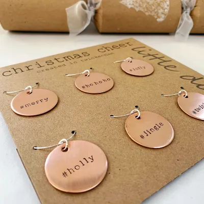 Christmas wine glass charms copper