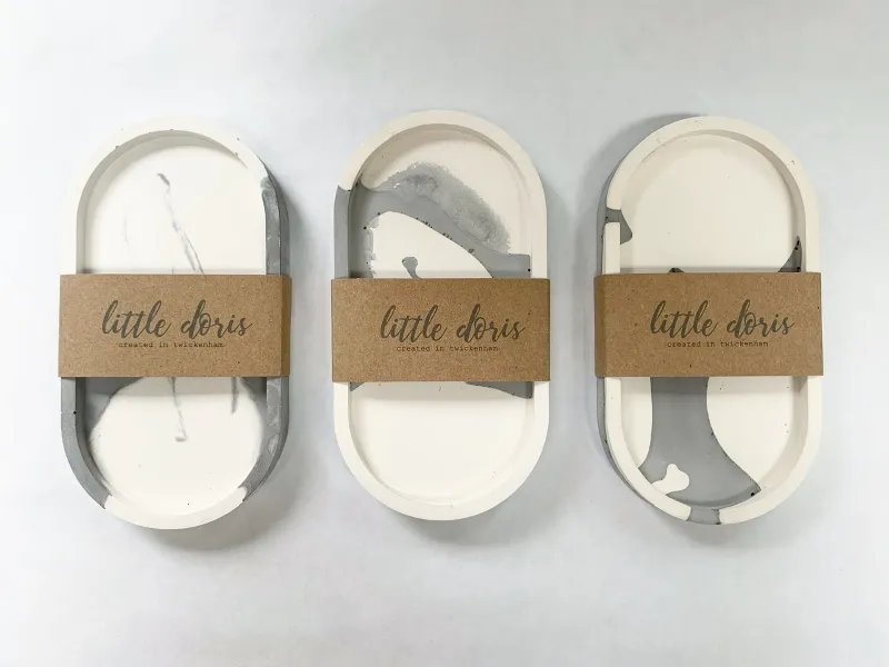 Concrete two tone trinket tray
