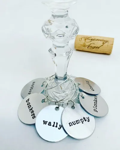 Very British wine glass charms